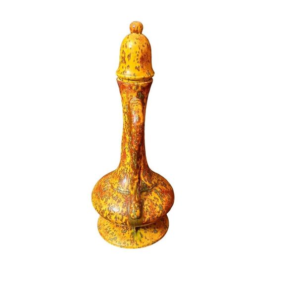 MCM Ceramic Studio Pottery Coffee Pot Orange Speckled Vintage - Picture 3 of 10